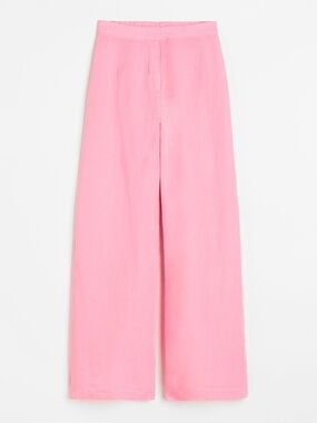 HM linen Wide-Leg Pink Women's Trousers